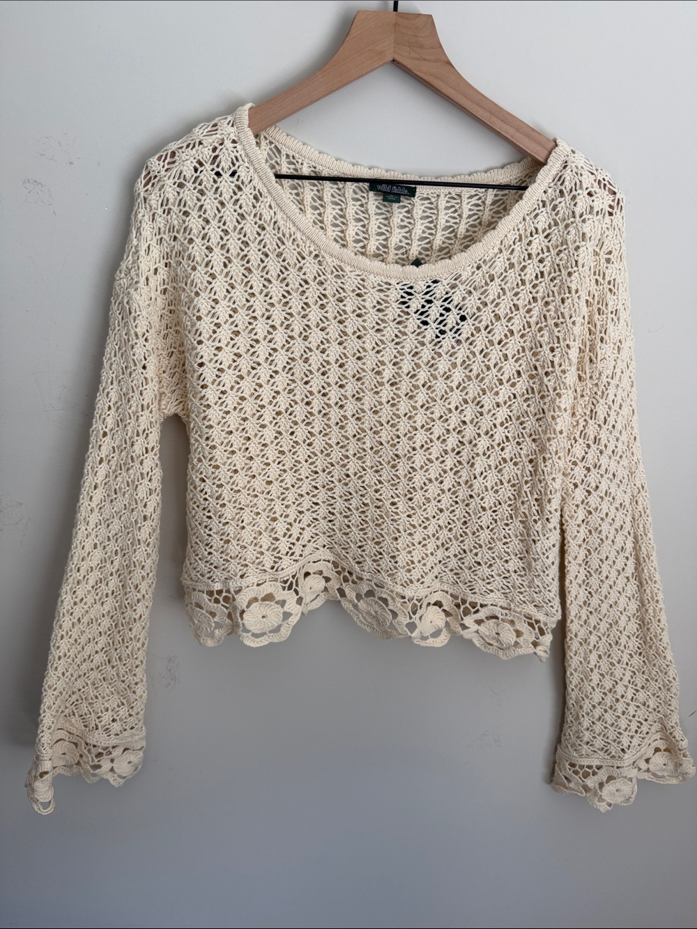 Crochet Crop Sweater Size XL - Picture 2 of 5